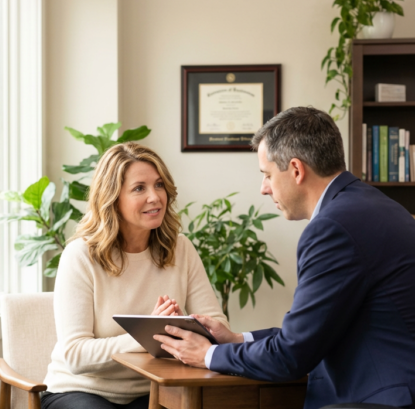 Dr. Ryan Ford consulting with a patient at Precision Health in Greer, SC